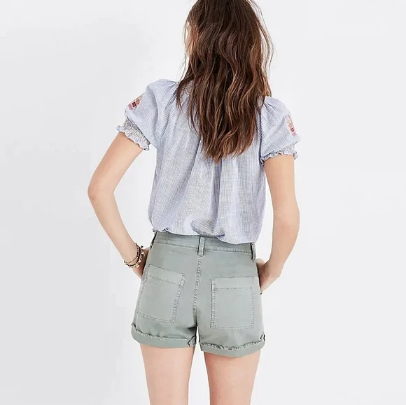 🌸 Madewell | Mint‎ Garment Dyed Cutoff Cotton Shorts 28 - Picture 3 of 13